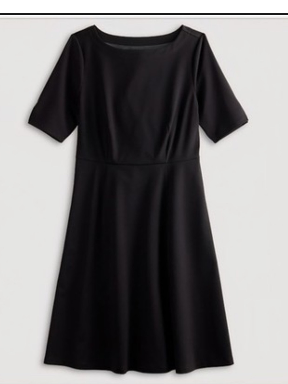 croft & barrow Black Fit-and-Flare Midi Dress a-line medium elbow sleeve - Picture 2 of 5